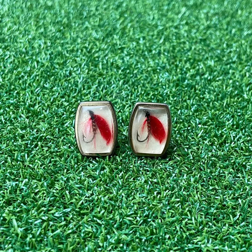 Anson Lucite and Metal Fishing Lure Cuff Links